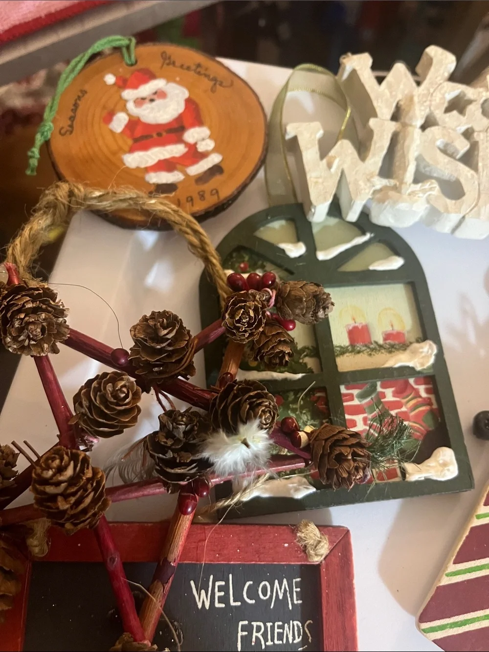 10 pc Rustic Green & Red Holiday Ornament Set - Festive Assortment